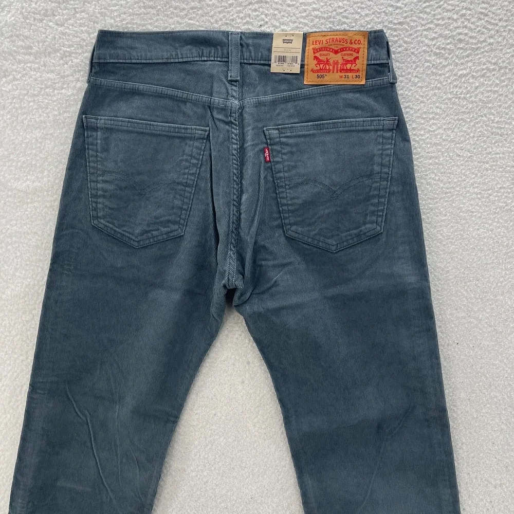 Levis 505 Pants Mens 31x30 Slate Gray Corduroy Pinwale Regular Straight Preppy